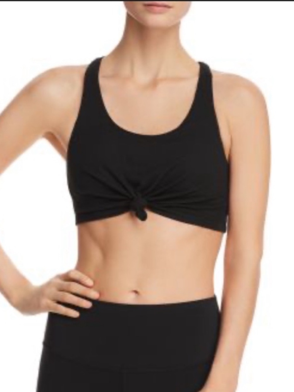 ALO Yoga Black Knot-Front Sports Bra